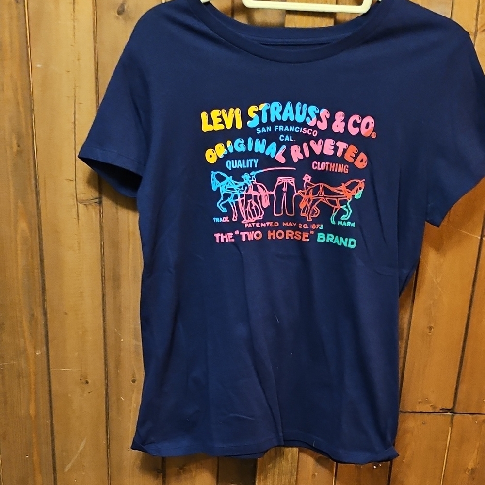Levi's Womens Navy Tee with Colorful Graphic
